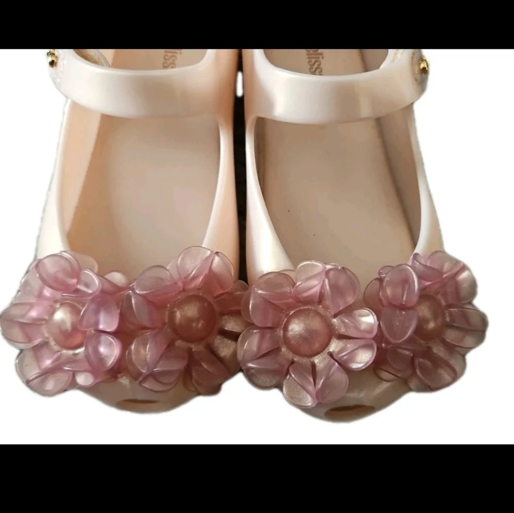 Mini Melissa Girls Pink Jelly Ultragirl Springtime Floral Mary Jane Shoe 10
